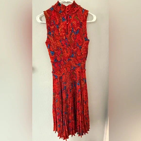 Nanette Lepore Vibrant Orange and Blue Midi Dress size 2 - Picture 3 of 8